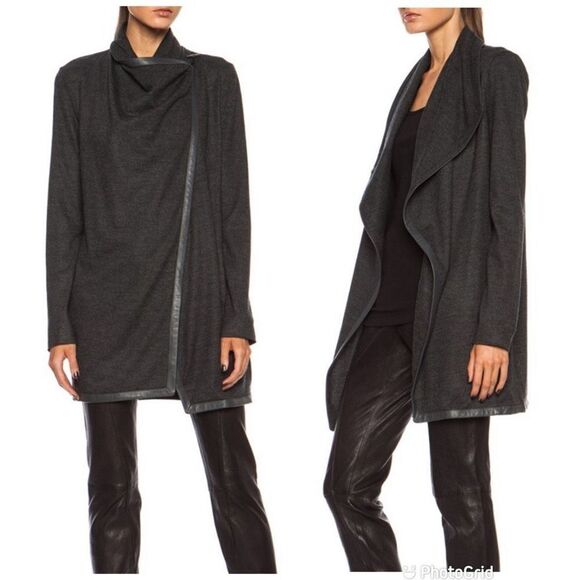 Helmut Lang Sonar Wool Leather Toggle Cardigan - Picture 1 of 12